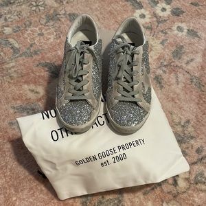 Golden Goose Glitter Superstar Sneakers size 37 silver gently used
